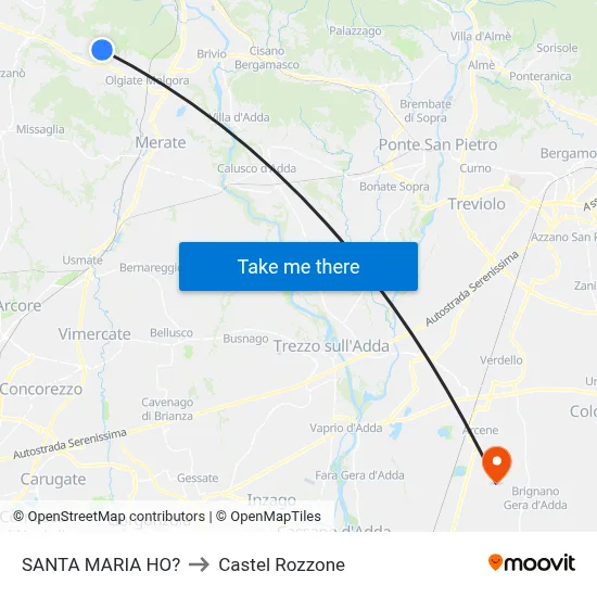 Santa Maria Ho? to Castel Rozzone map