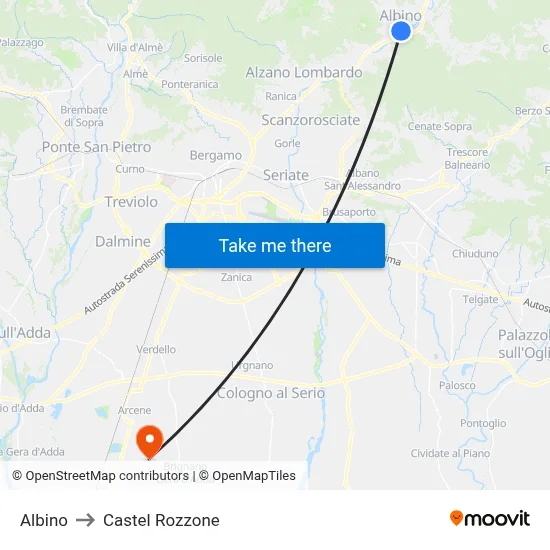 Albino to Castel Rozzone map