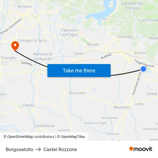 Borgosatollo to Castel Rozzone map