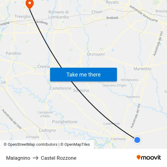 Malagnino to Castel Rozzone map
