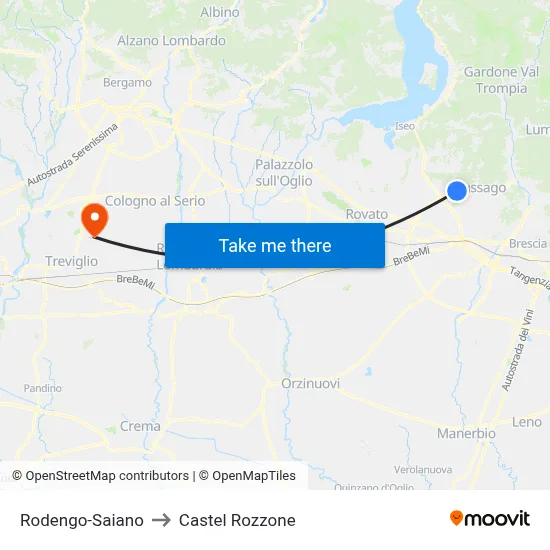 Rodengo-Saiano to Castel Rozzone map