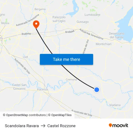 Scandolara Ravara to Castel Rozzone map