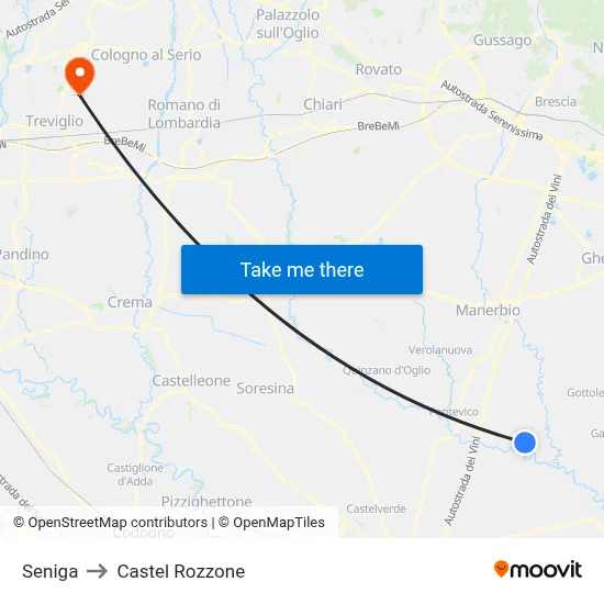 Seniga to Castel Rozzone map