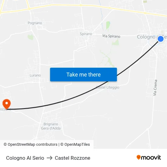 Cologno Al Serio to Castel Rozzone map
