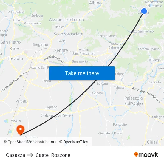 Casazza to Castel Rozzone map