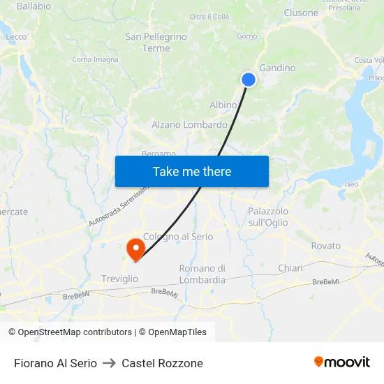 Fiorano al Serio to Castel Rozzone map