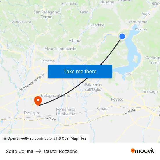 Solto Collina to Castel Rozzone map