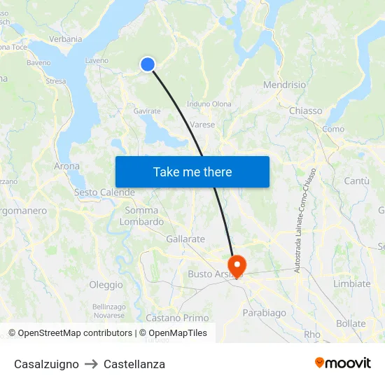 Casalzuigno to Castellanza map