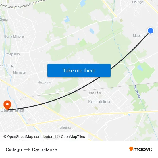 Cislago to Castellanza map