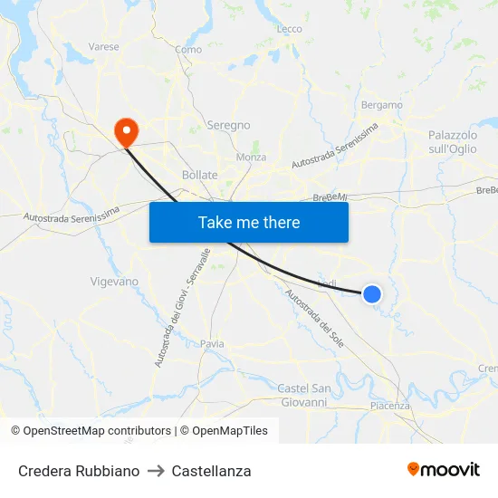 Credera Rubbiano to Castellanza map
