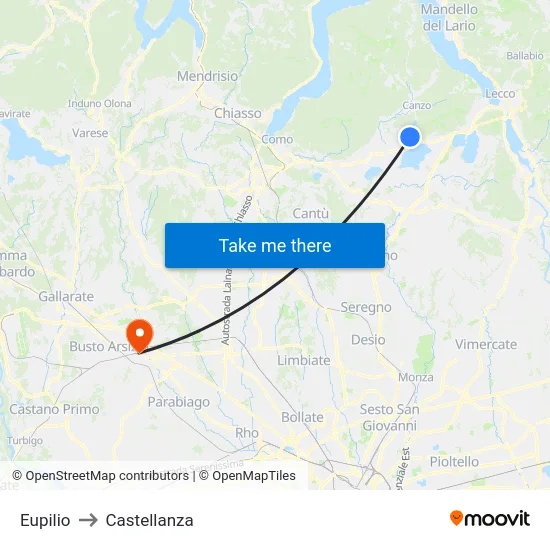 Eupilio to Castellanza map