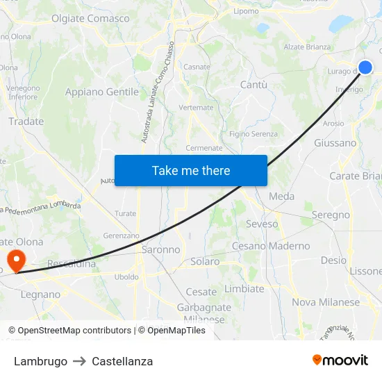 Lambrugo to Castellanza map