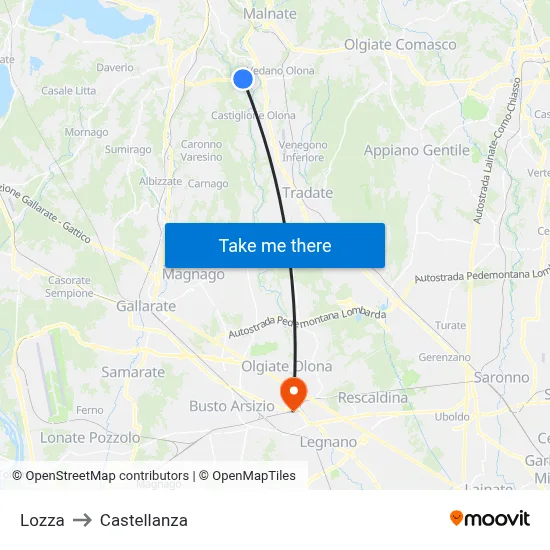 Lozza to Castellanza map