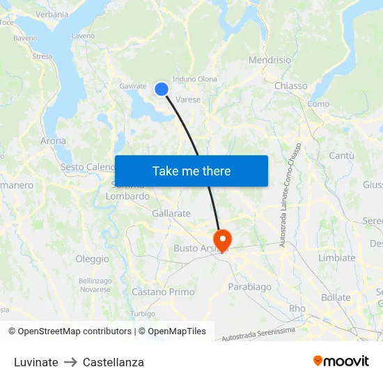Luvinate to Castellanza map
