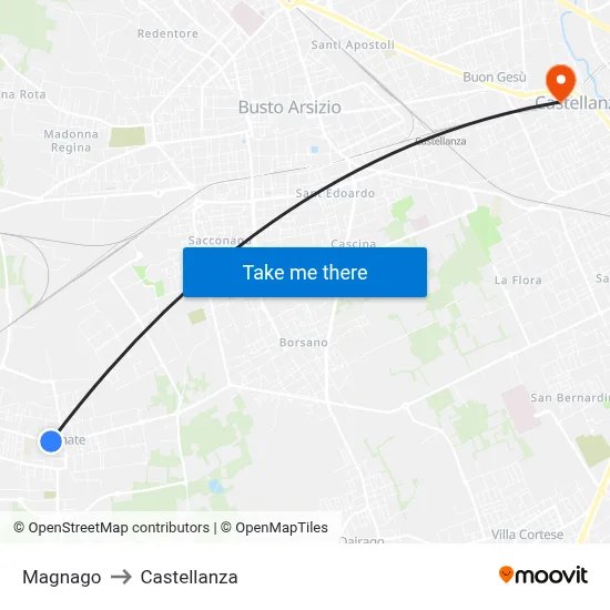 Magnago to Castellanza map