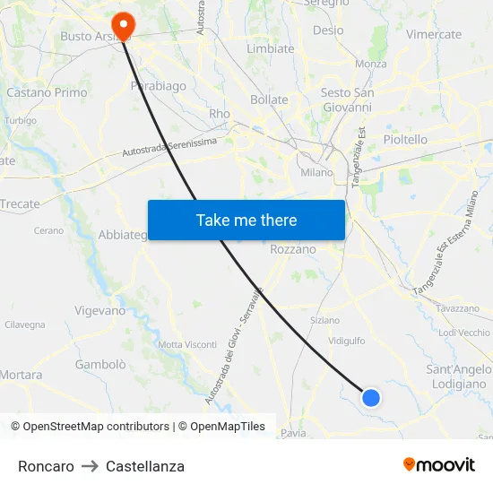 Roncaro to Castellanza map