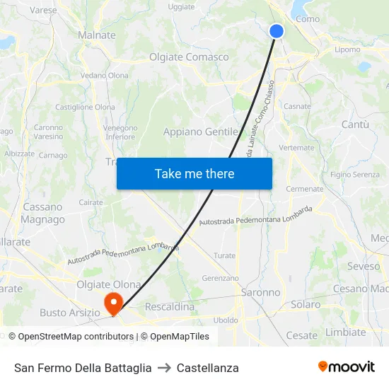 San Fermo Della Battaglia to Castellanza map