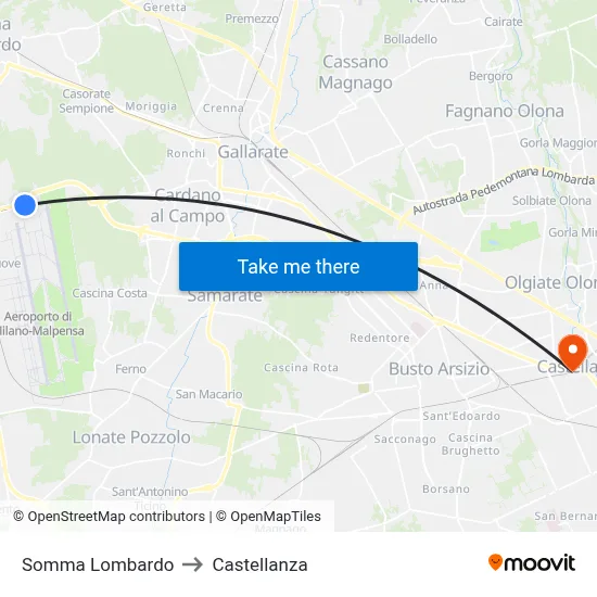 Somma Lombardo to Castellanza map
