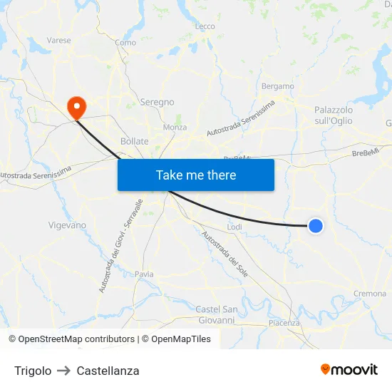 Trigolo to Castellanza map