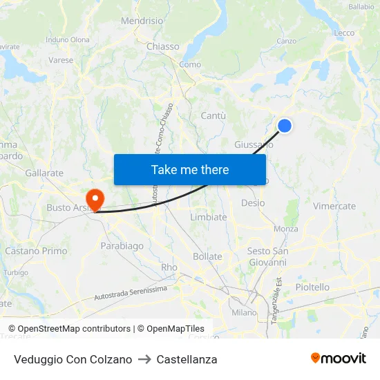 Veduggio con Colzano to Castellanza map