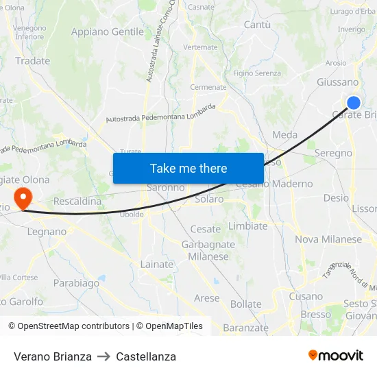 Verano Brianza to Castellanza map