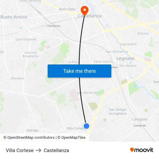 Villa Cortese to Castellanza map