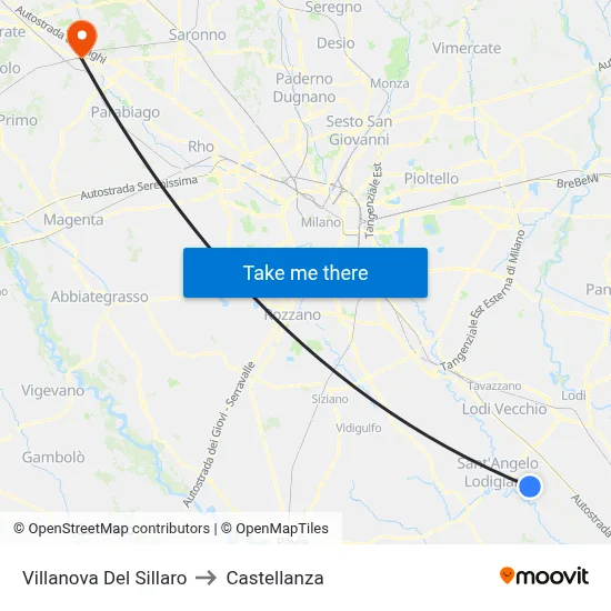 Villanova Del Sillaro to Castellanza map