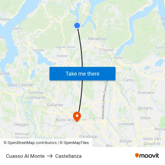 Cuasso Al Monte to Castellanza map