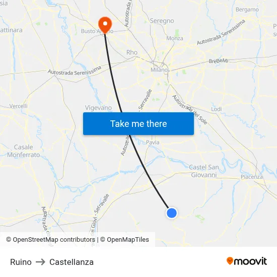 Ruino to Castellanza map