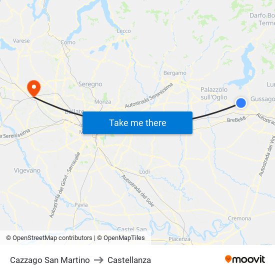 Cazzago San Martino to Castellanza map