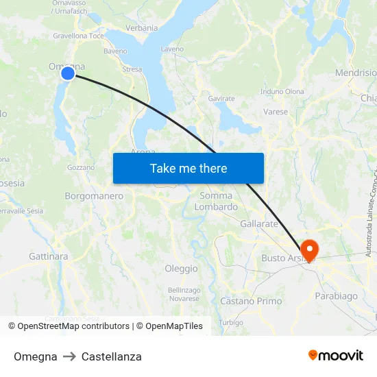 Omegna to Castellanza map