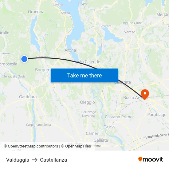Valduggia to Castellanza map