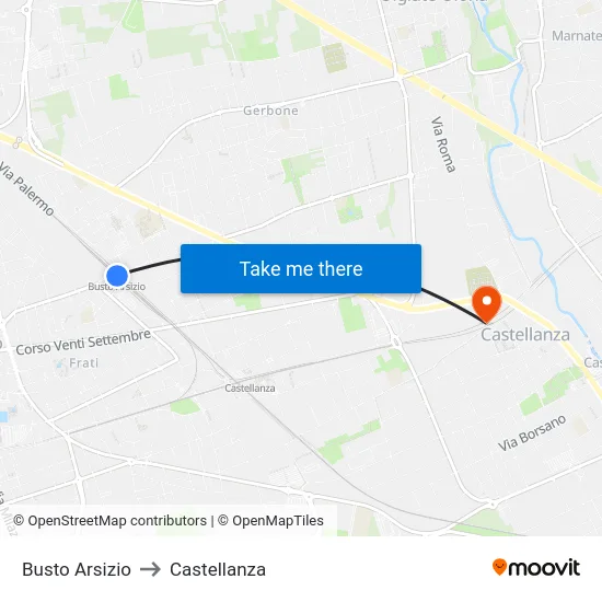 Busto Arsizio to Castellanza map