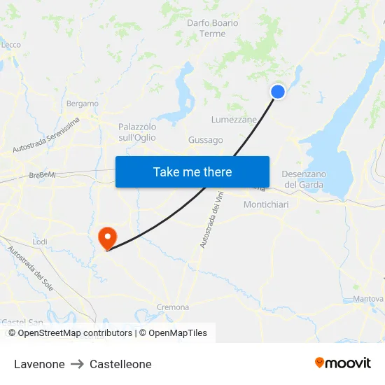 Lavenone to Castelleone map