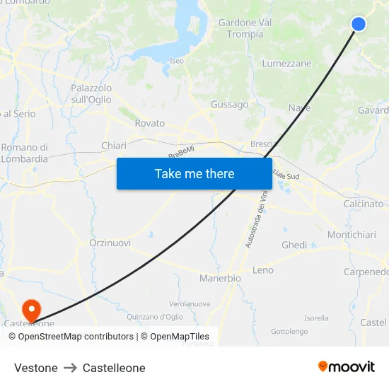 Vestone to Castelleone map