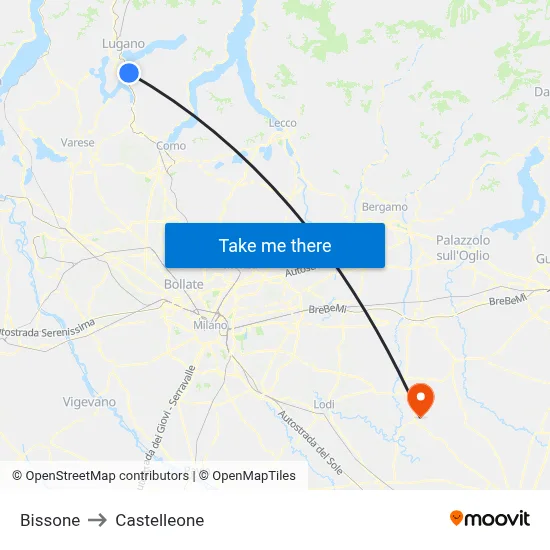 Bissone to Castelleone map
