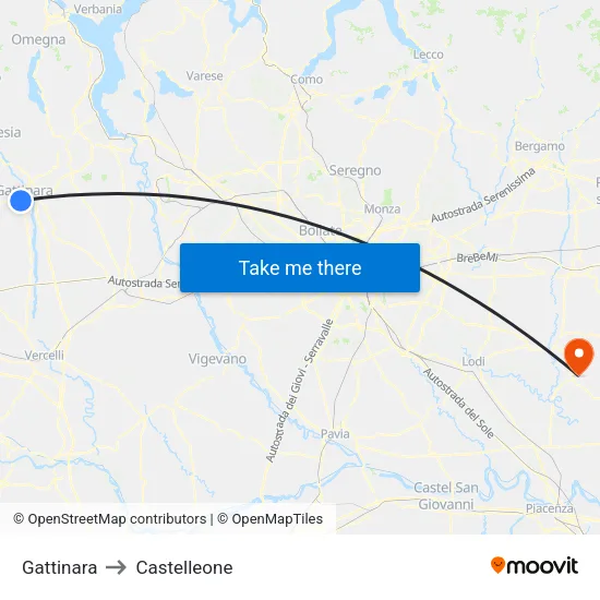 Gattinara to Castelleone map
