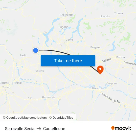 Serravalle Sesia to Castelleone map