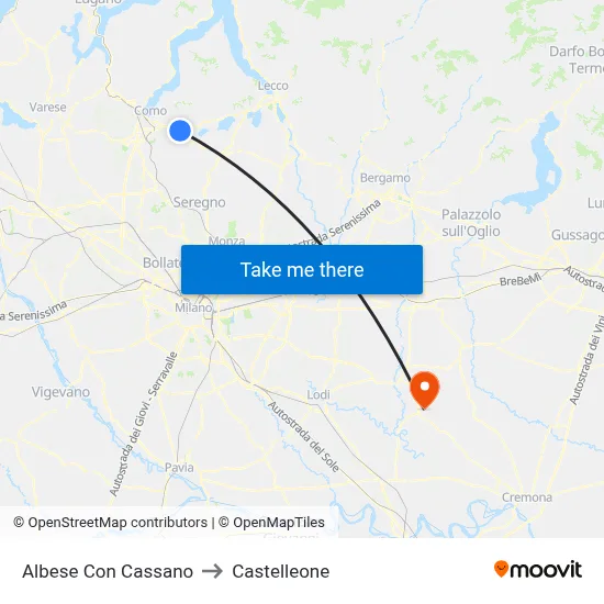 Albese con Cassano to Castelleone map