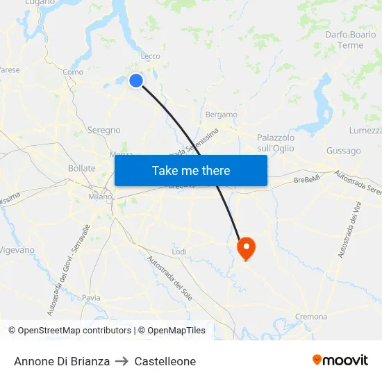 Annone di Brianza to Castelleone map
