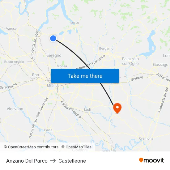 Anzano Del Parco to Castelleone map