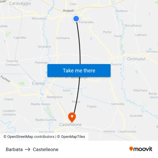 Barbata to Castelleone map