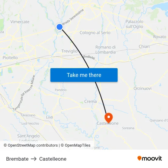 Brembate to Castelleone map