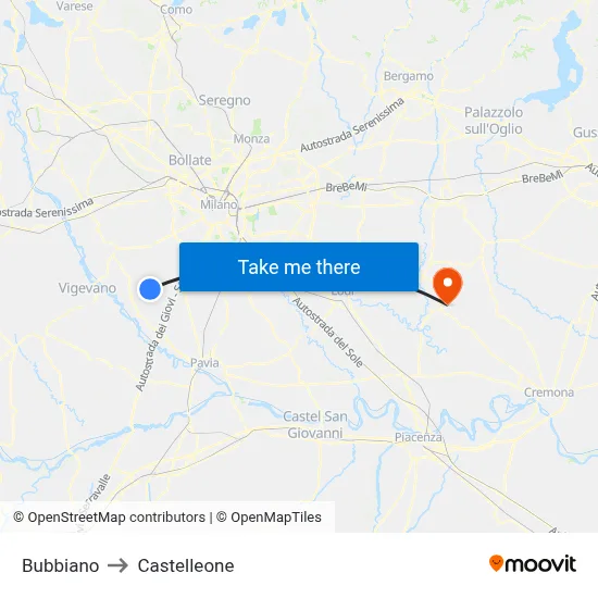 Bubbiano to Castelleone map