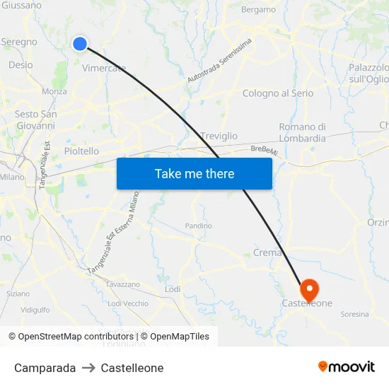 Camparada to Castelleone map