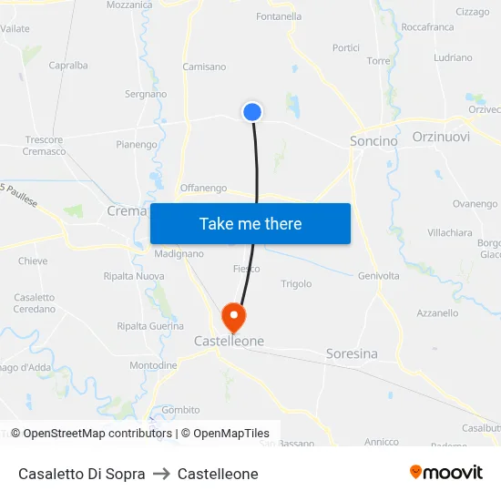 Casaletto di Sopra to Castelleone map