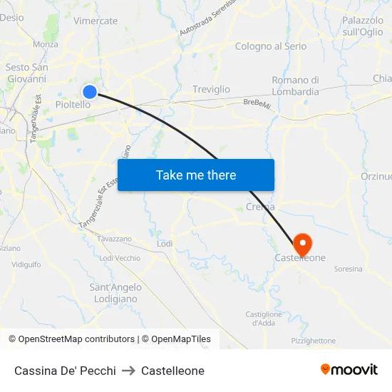 Cassina De' Pecchi to Castelleone map