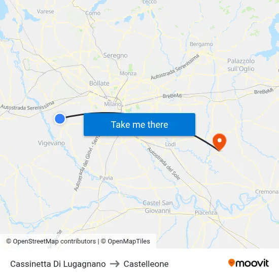 Cassinetta Di Lugagnano to Castelleone map