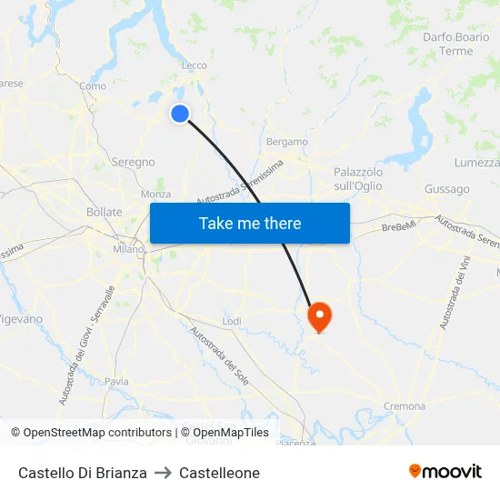 Castello di Brianza to Castelleone map