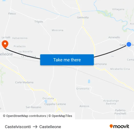 Castelvisconti to Castelleone map